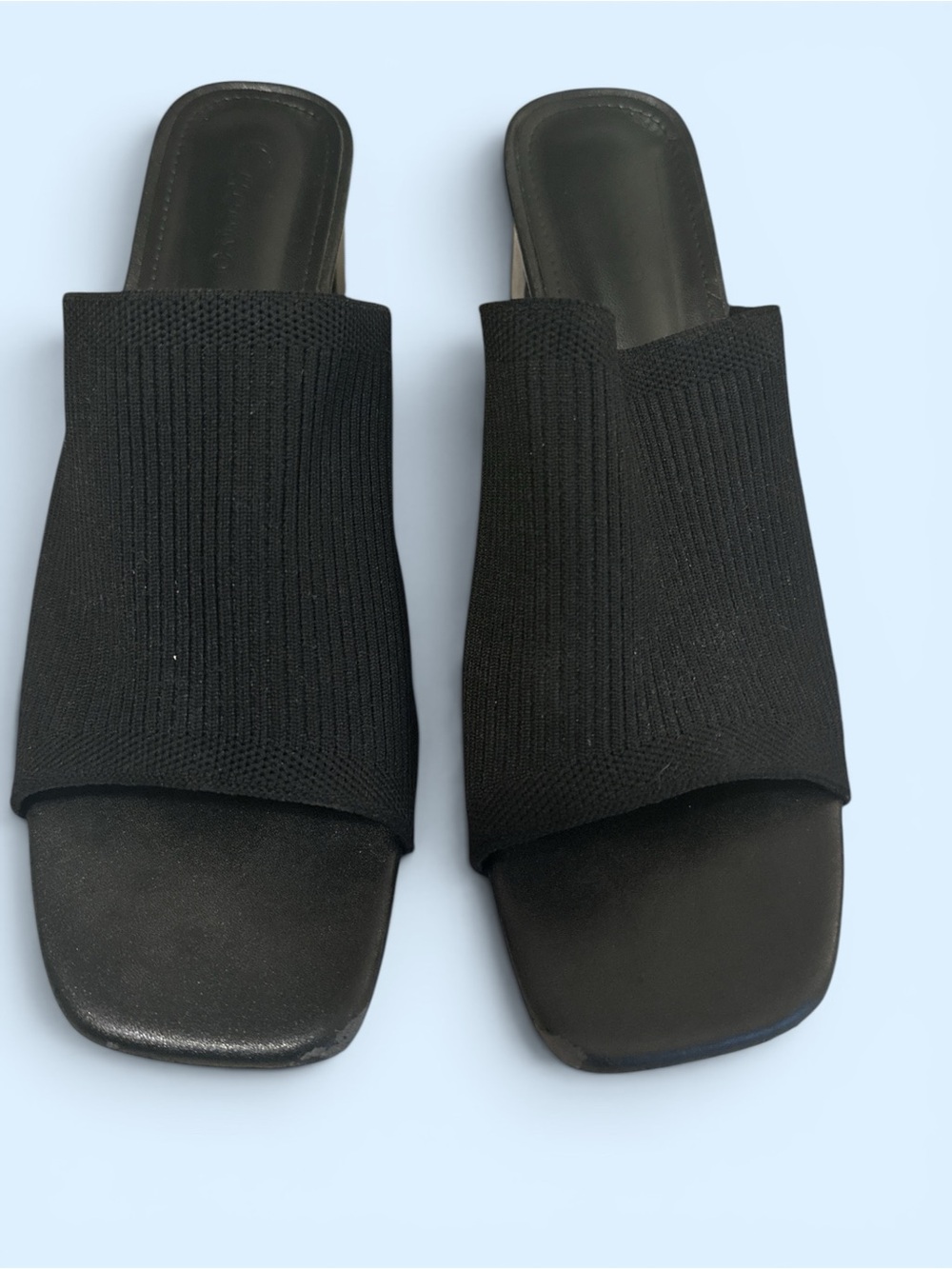 Women's Black Knit Slide Mules - Sleek Everyday Slip-Ons